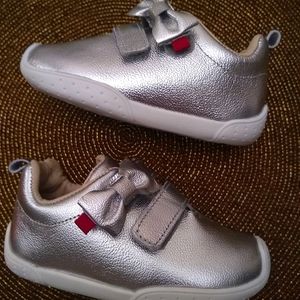 handmade Marc Joseph silver Velcro white infant baby toddler sneaker US 6 7.5
